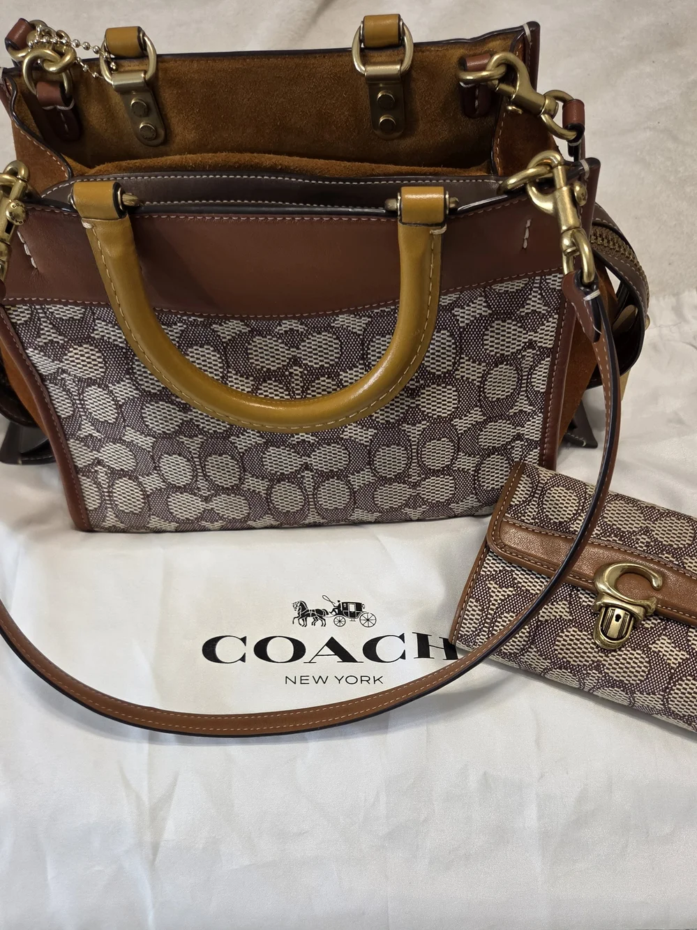 Coach Signature Canvas Satchel in Brown & Mustard